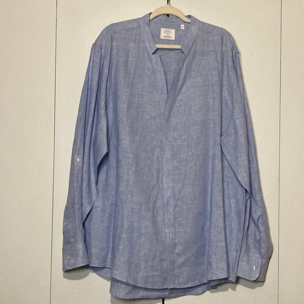 Baird McNutt Murano 2XT Men's Light Blue 100% Linen Shirt Big & Tall Luxury